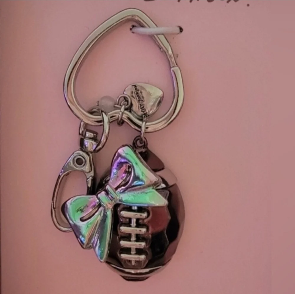🏈▪️Betsey Johnson▪️ Football Bow Key Fob Bag Charm Holder
